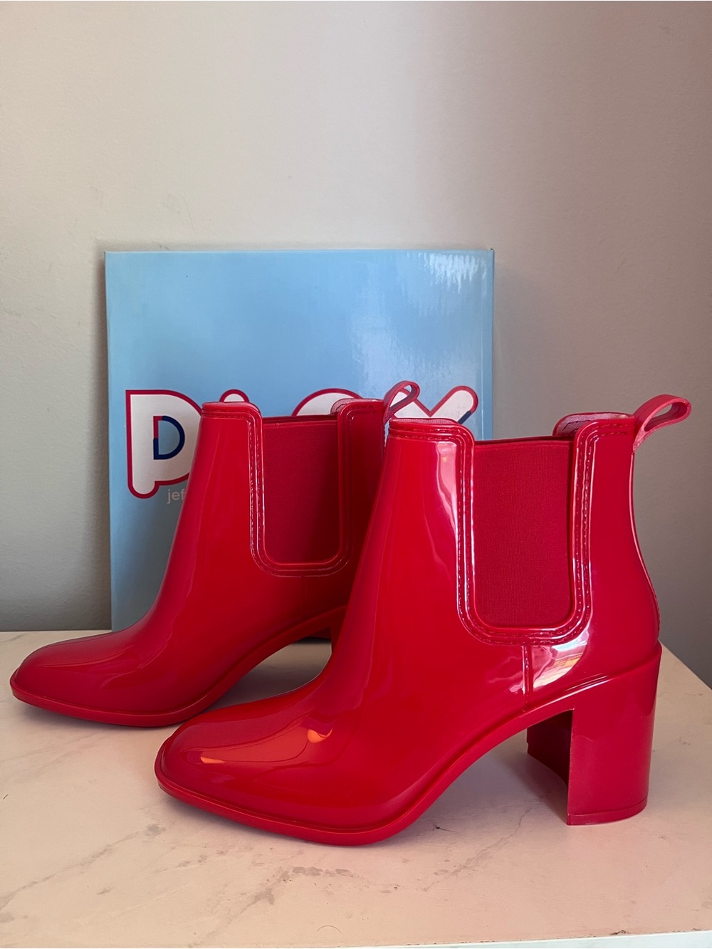Jeffery Campbell Hurricane Red Shiny ankle boots